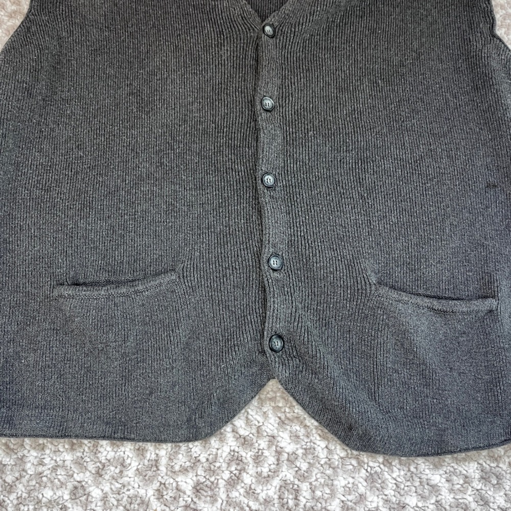 Y2K Gap Mens Large Gray Cotton Ribbed Knit Button Front Sweater Vest Chandler - Picture 3 of 10